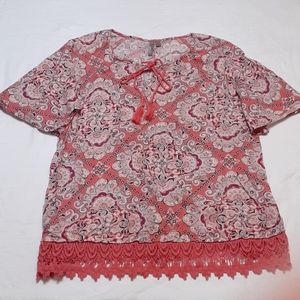 Women's T Shirt Blouse Large L Pink Purple